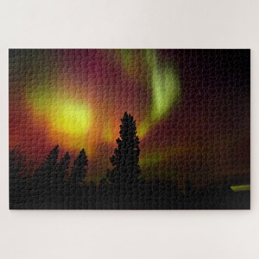 Aurora Borealis und Bäume Puzzle (Horizontal)