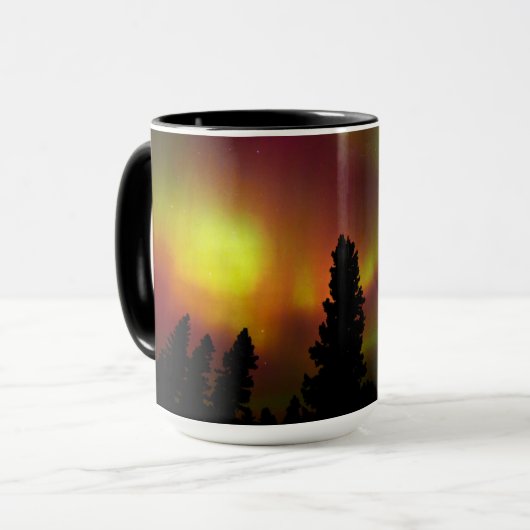 Aurora Borealis und Bäume Tasse (Vorderseite Links)