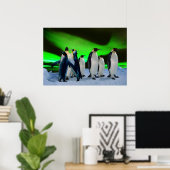 Aurora borealis und Pinguine Poster (Heimbüro)