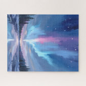 Aurora Borealis Wasserfarbe Nordlichter Gemalt Puzzle (Horizontal)