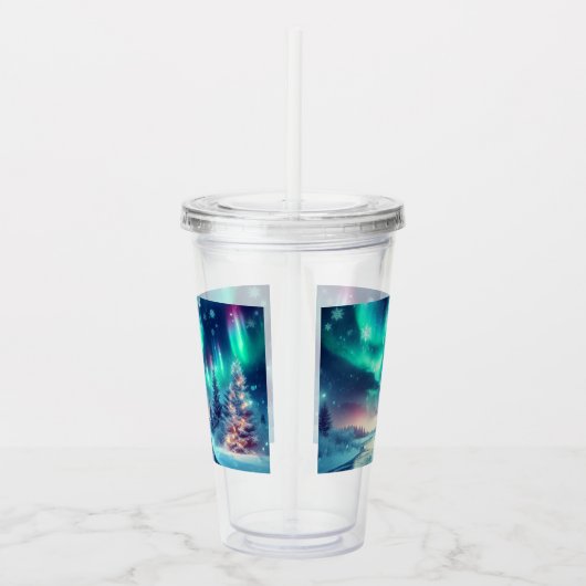 aurora borealis/Weihnachten/Winter Acryltrinkbecher (Rechts)