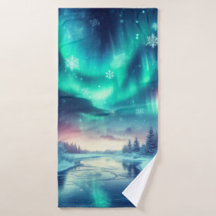 aurora borealis/Weihnachten/Winter Badehandtuch