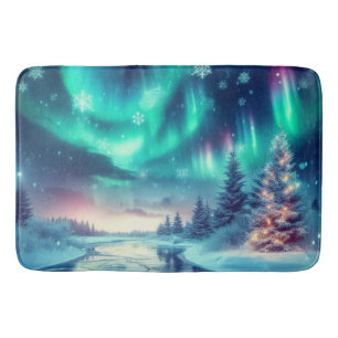 aurora borealis/Weihnachten/Winter Badematte