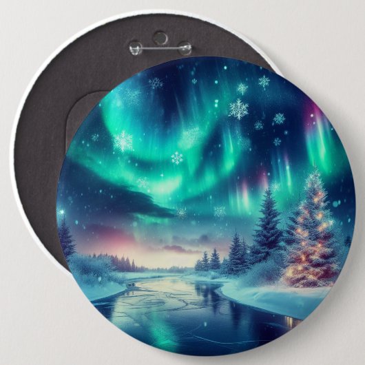 aurora borealis/Weihnachten/Winter Button (Vorne & Hinten)