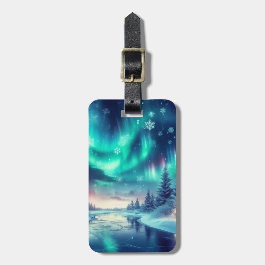 aurora borealis/Weihnachten/Winter Gepäckanhänger (Vorderseite vertikal)