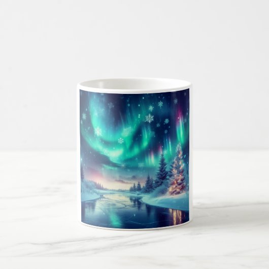 aurora borealis/Weihnachten/Winter Kaffeetasse (Mittel)