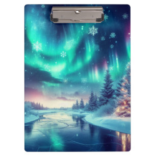 aurora borealis/Weihnachten/Winter Klemmbrett