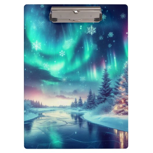 aurora borealis/Weihnachten/Winter Klemmbrett (Vorderseite)