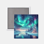 aurora borealis/Weihnachten/Winter Magnet (Vorderseite/Rückseite)