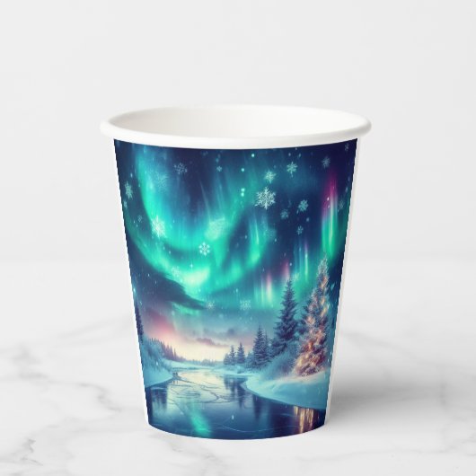 aurora borealis/Weihnachten/Winter Pappbecher (Vorderseite)