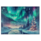 aurora borealis/Weihnachten/Winter Schneidebrett (Vorderseite)