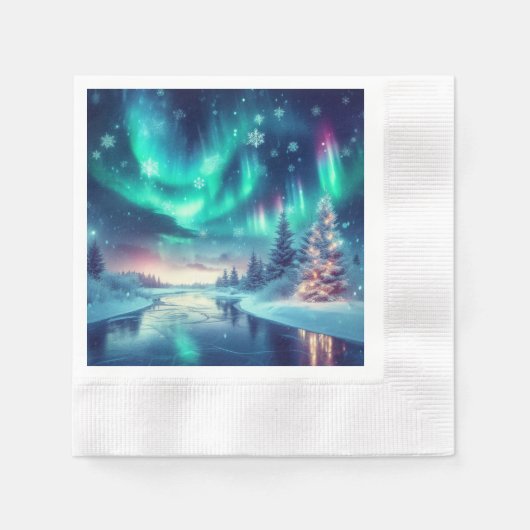 aurora borealis/Weihnachten/Winter Serviette (Vorderseite)