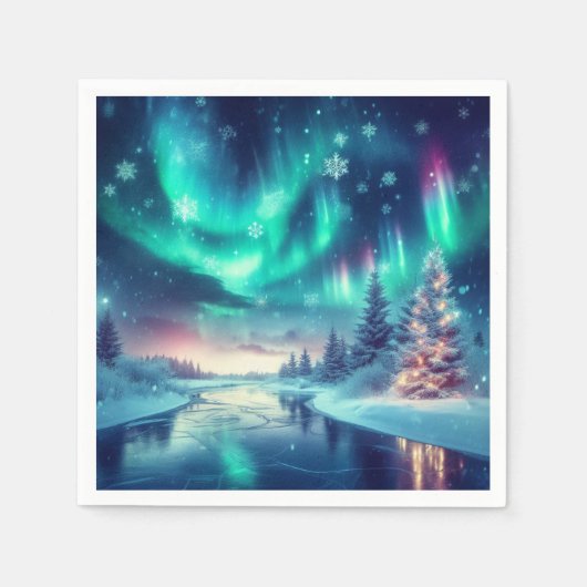 aurora borealis/Weihnachten/Winter Serviette (Vorderseite)
