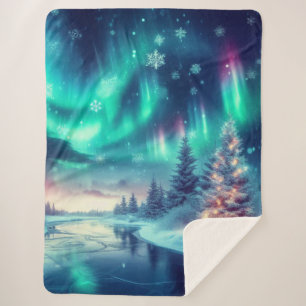 aurora borealis/Weihnachten/Winter Sherpadecke