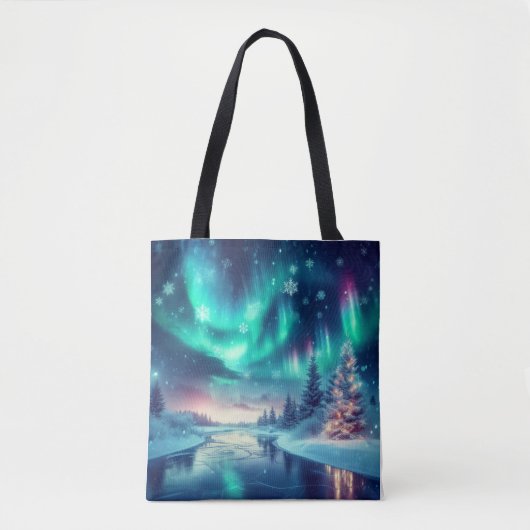 aurora borealis/Weihnachten/Winter Tasche (Vorderseite)