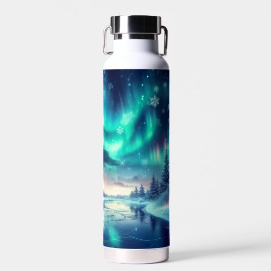 aurora borealis/Weihnachten/Winter Trinkflasche (Vorne)