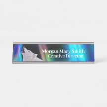 Aurora Borealis Wolf Song | Rainbow Name Plate