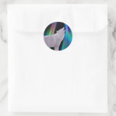 Aurora Borealis Wolf Song | Regenbogenaufkleber Runder Aufkleber (Tasche)