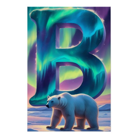 Aurora-Brief B-Plakat | Nordlichter Kunstprint Poster (Vorderseite)