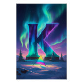 Aurora Buchstabe K Poster | Nordlichter Kunst (Vorderseite)