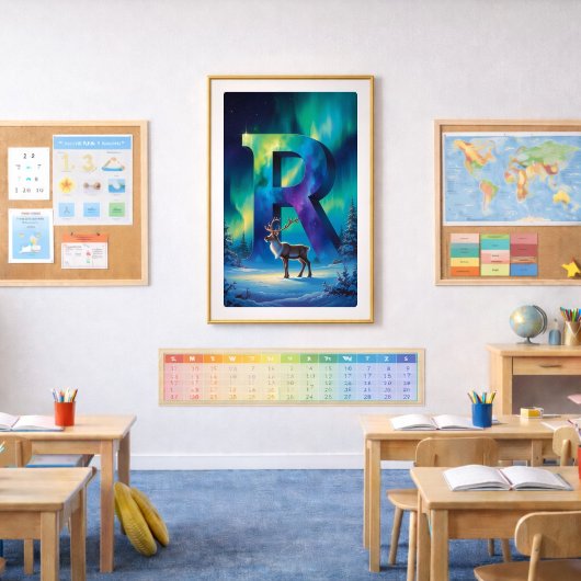 Aurora Buchstabe R Poster | Nordlichter Kunst