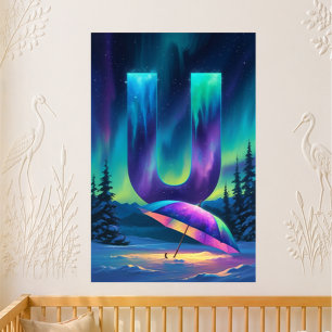 Aurora Buchstabe U Poster   Kunst der Nordlichter