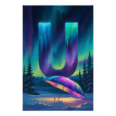 Aurora Buchstabe U Poster | Kunst der Nordlichter (Vorderseite)
