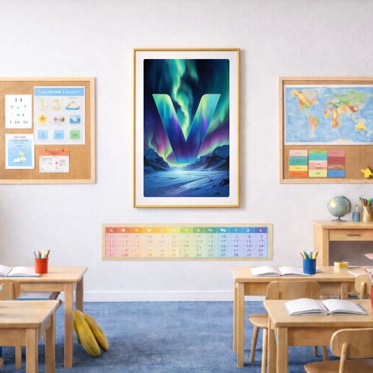 Aurora Buchstabe V Poster | Kunst der Nordlichter