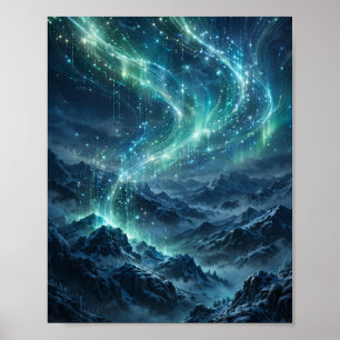 Aurora Code — Digitale Nordlicht-Himmels-Kunst Poster