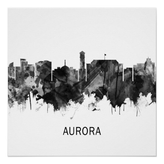 Aurora Colorado Skyline BW Poster (Vorderseite)