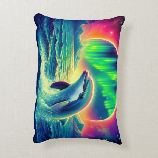 Aurora Dolphin: Sprung ins Licht Dekokissen (Rückseite(Vertikal))