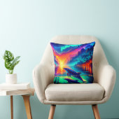 "Aurora Dolphin Sunset - Vibranno Ocean Art" Kissen (Stuhl )