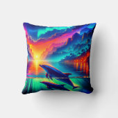 "Aurora Dolphin Sunset - Vibranno Ocean Art" Kissen (Rückseite)