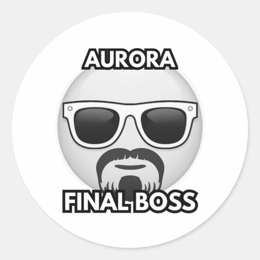 Aurora Final Boss Cool Emoji Sticker (Vorderseite)