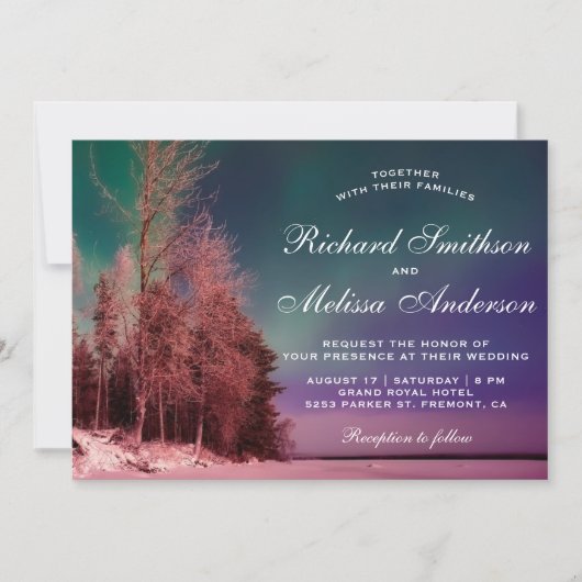 Aurora Forest Northern Lights Hochzeit Einladung (Vorderseite)