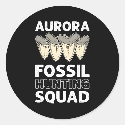 Aurora Fossil Tooth Junting Squad Megalodon Tooth Runder Aufkleber (Vorderseite)