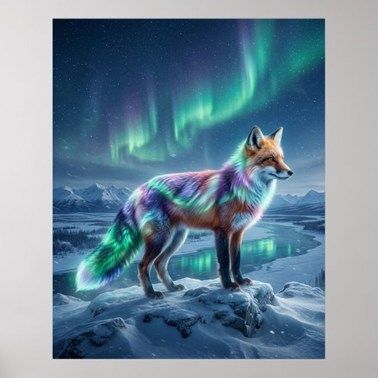 Aurora Fox Gefrorene Landschaft Poster (Vorne)