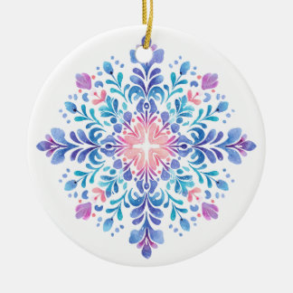 Aurora Frost Schneeflocken-Ornament | Rosa und Bla Keramik Ornament