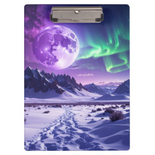 Aurora-Gipfel – Fantasy-Drachen-Nachthimmel-Schrei Klemmbrett