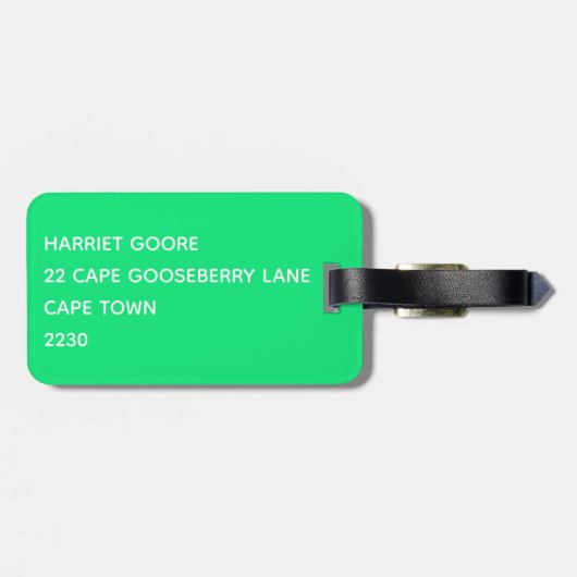 Aurora green color name gepäckanhänger (Rückseite horizontal)