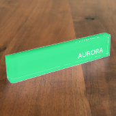 Aurora green color name namensplakette (Seite)