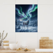 Aurora-Hirsch Nordlichter Poster (Küche)