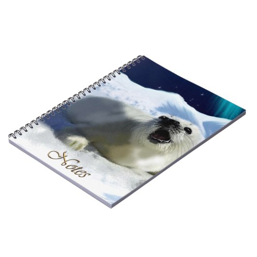 Aurora, Ice Floor & Harprobiell-Wildlife-Notebook Notizblock (Linke Seite)