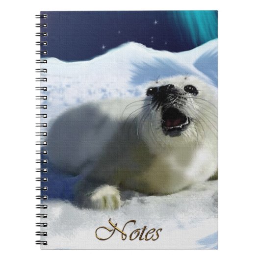 Aurora, Ice Floor & Harprobiell-Wildlife-Notebook Notizblock (Vorderseite)