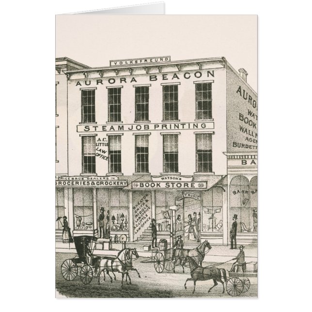 Aurora Illinois Aurora Beacon News 1871 Stone Lith (Vorne)