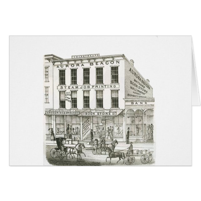 Aurora Illinois Aurora Beacon News 1871 Stone Lith (Vorderseite (Horizontal))