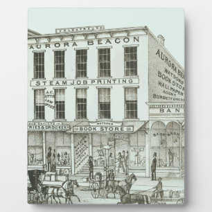 Aurora Illinois Aurora Beacon News 1871 Stone Lith Fotoplatte