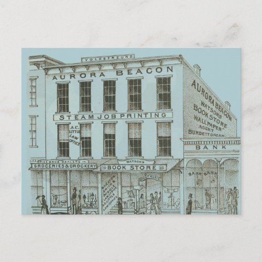 Aurora Illinois Aurora Beacon News 1871 Stone Lith Postkarte (Vorderseite)