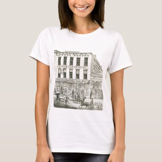 Aurora Illinois Aurora Beacon News 1871 Stone Lith T-Shirt (Vorderseite)
