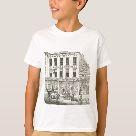 Aurora Illinois Aurora Beacon News 1871 Stone Lith T-Shirt (Vorderseite)
